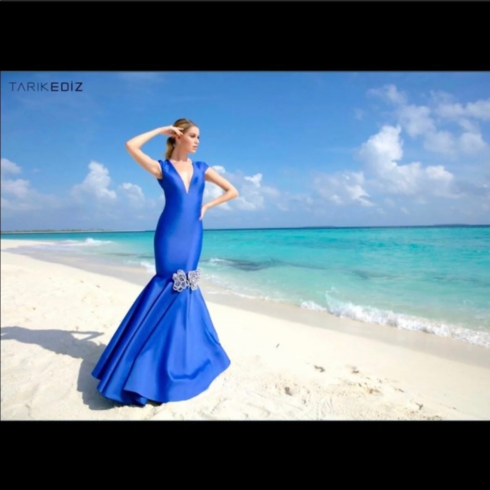 Tarik Ediz Blue Mermaid Gown